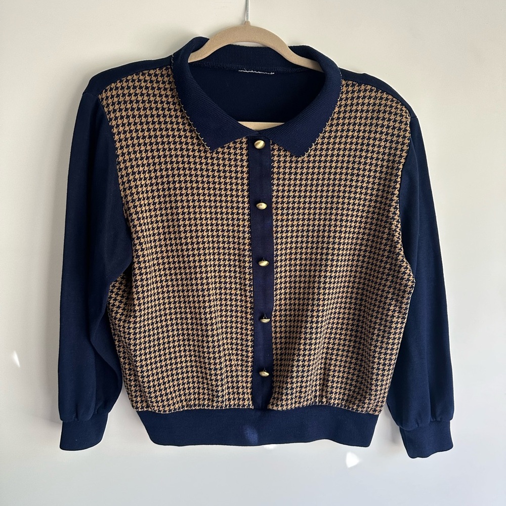 Vintage knit houndstooth sweater